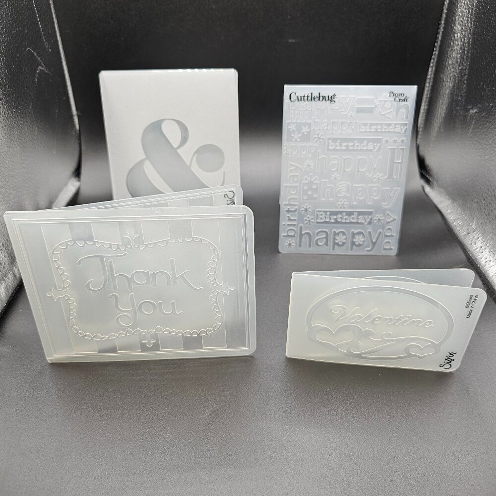 Stampin' Up Sizzix Cuddlebug Embossing Folders Lot of 4 Happy Birthday Valentine